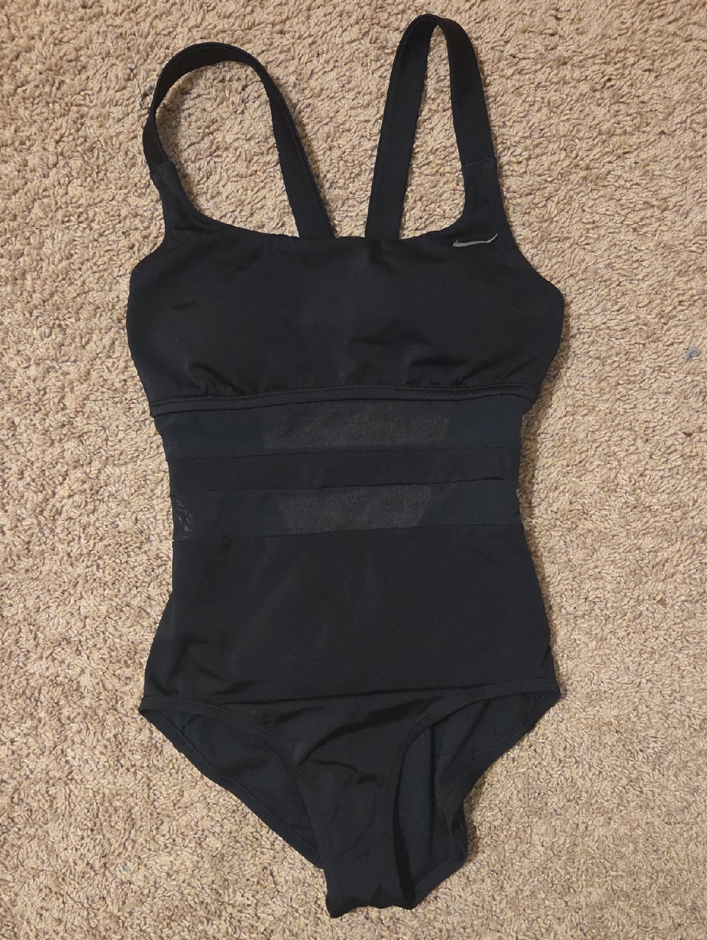 Nike Black Sheer-Waist One-Piece Swimsuit